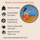 Hand Painted Wooden Round Plates Wall Shree Ram Design